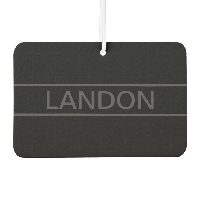 Customizable Text | Bold Modern Black & Dark Grey Air Freshener (Front)