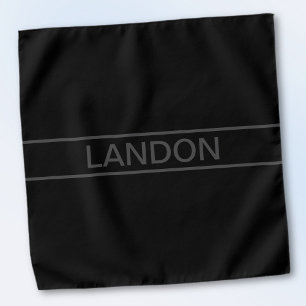 Customizable Text   Bold Modern Black & Dark Grey Bandana