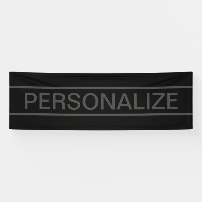 Customizable Text | Bold Modern Black & Dark Grey Banner (Horizontal)