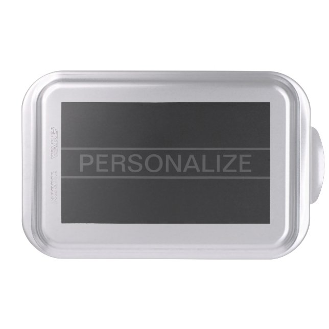 Customizable Text | Bold Modern Black & Dark Grey Cake Pan (Front)