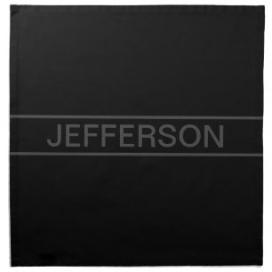 Customizable Text Bold Modern Black & Dark Grey Cloth Napkin