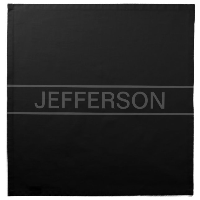 Customizable Text | Bold Modern Black & Dark Grey Cloth Napkin (Front)