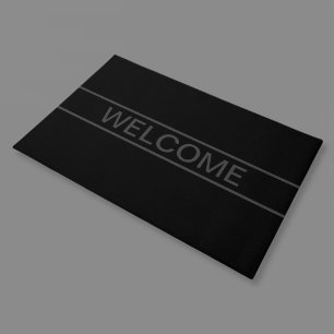 Customizable Text   Bold Modern Black & Dark Grey Doormat