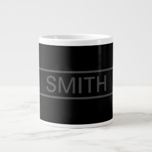 Customizable Text   Bold Modern Black & Dark Grey Giant Coffee Mug