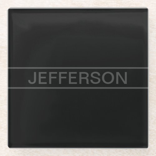 Customizable Text  Bold Modern Black  Dark Grey Glass Coaster