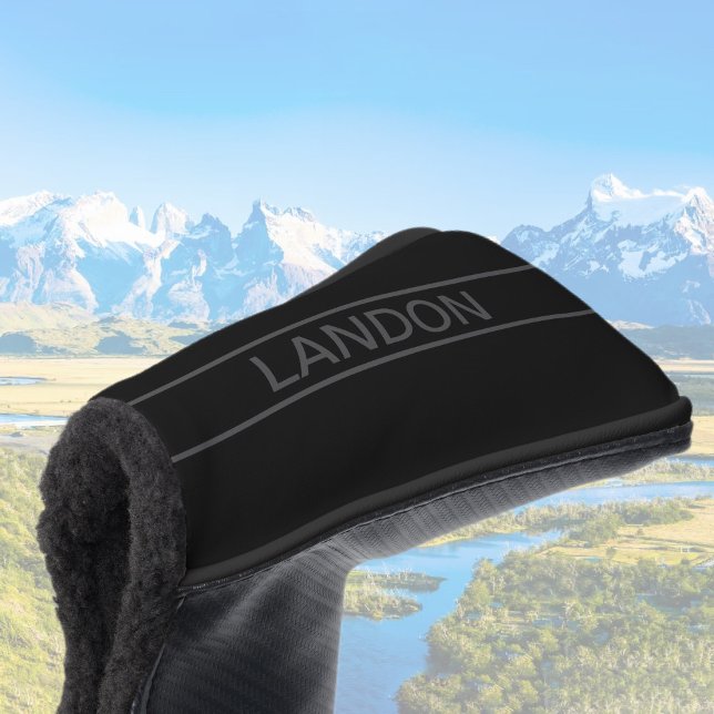 Customizable Text | Bold Modern Black & Dark Grey Golf Head Cover (Creator Uploaded)