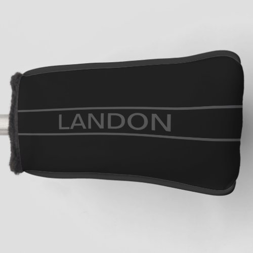 Customizable Text  Bold Modern Black  Dark Grey Golf Head Cover