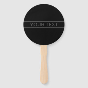 Customizable Text   Bold Modern Black & Dark Grey Hand Fan