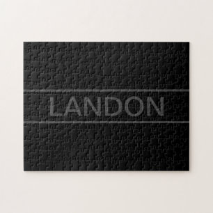 Customizable Text Bold Modern Black & Dark Grey Jigsaw Puzzle