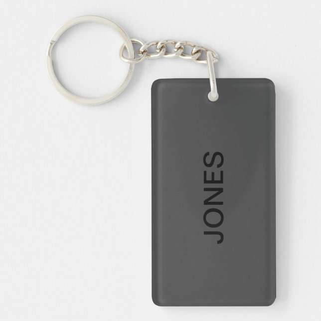Customizable Text | Bold Modern Black & Dark Grey Keychain (Front)