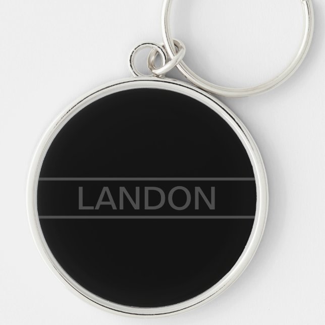 Customizable Text | Bold Modern Black & Dark Grey Keychain (Front)