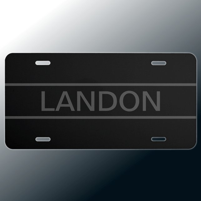 Customizable Text | Bold Modern Black & Dark Grey License Plate (Creator Uploaded)