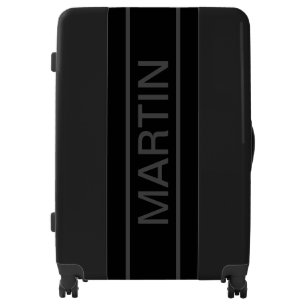 Customizable Text   Bold Modern Black & Dark Grey Luggage