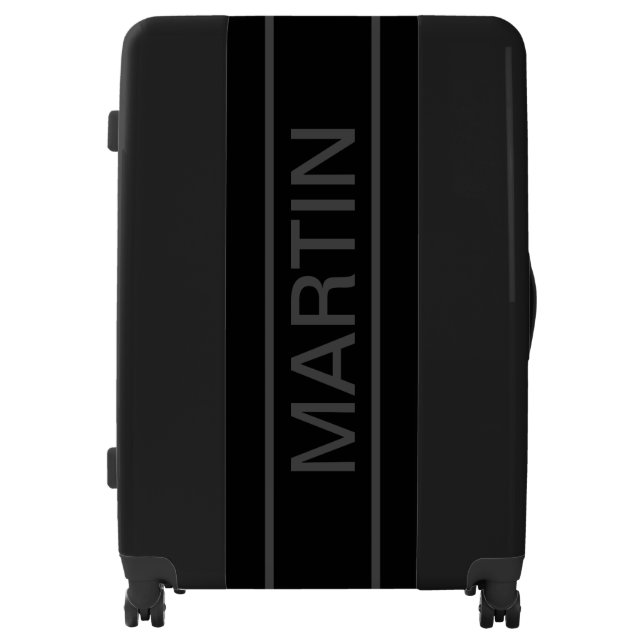 Customizable Text | Bold Modern Black & Dark Grey Luggage (Front)