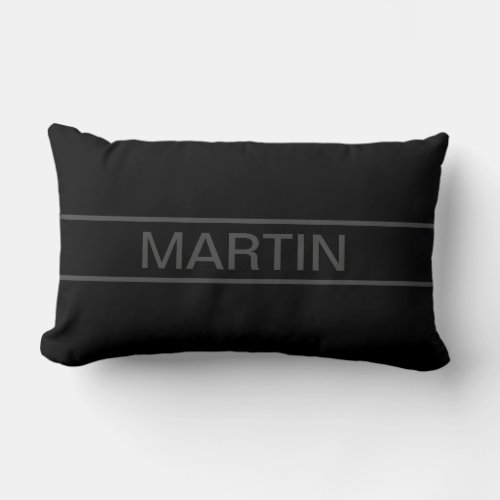 Customizable Text  Bold Modern Black  Dark Grey Lumbar Pillow