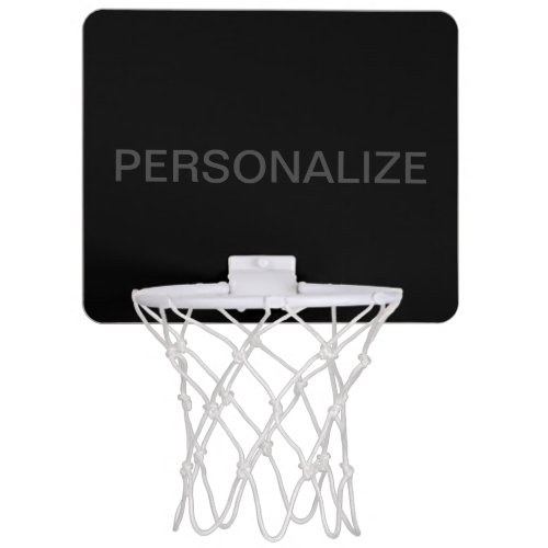 Customizable Text  Bold Modern Black  Dark Grey Mini Basketball Hoop