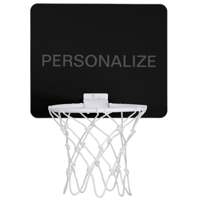 Customizable Text | Bold Modern Black & Dark Grey Mini Basketball Hoop (Front)
