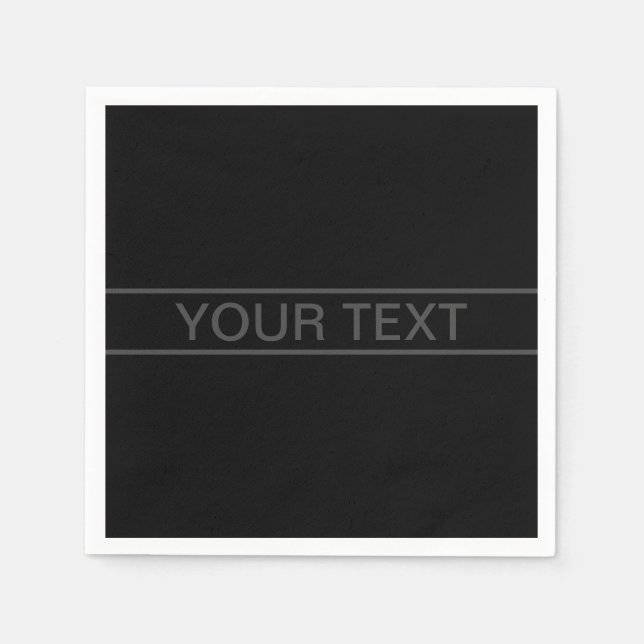 Customizable Text | Bold Modern Black & Dark Grey Napkins (Front)