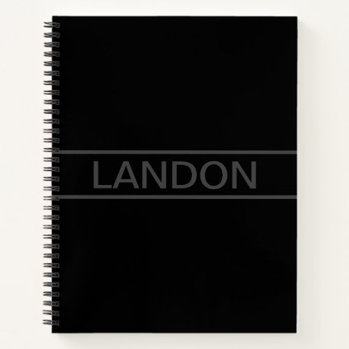 Customizable Text  Bold Modern Black  Dark Grey Notebook