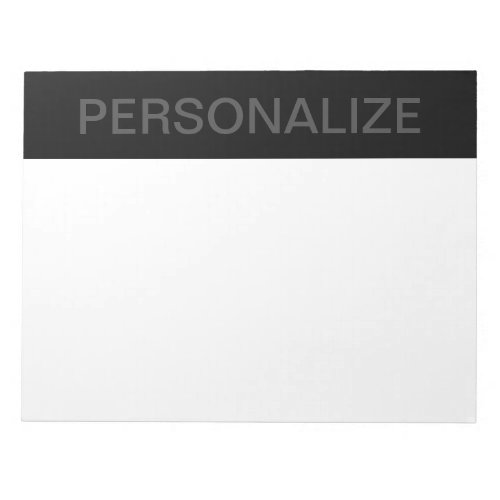Customizable Text  Bold Modern Black  Dark Grey Notepad
