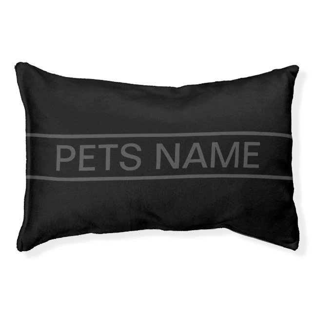 Customizable Text | Bold Modern Black & Dark Grey Pet Bed (Front)