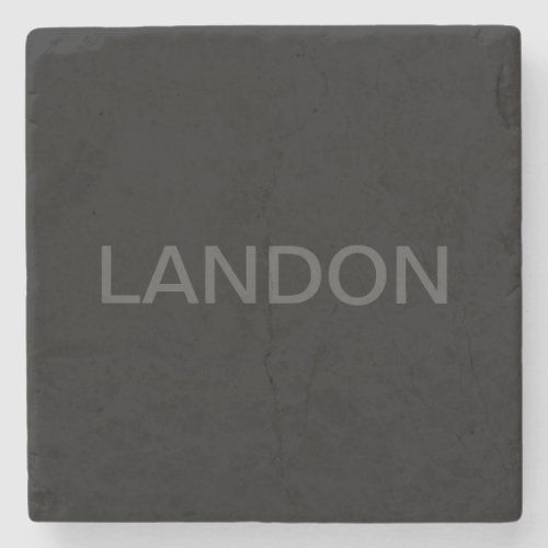 Customizable Text  Bold Modern Black  Dark Grey Stone Coaster