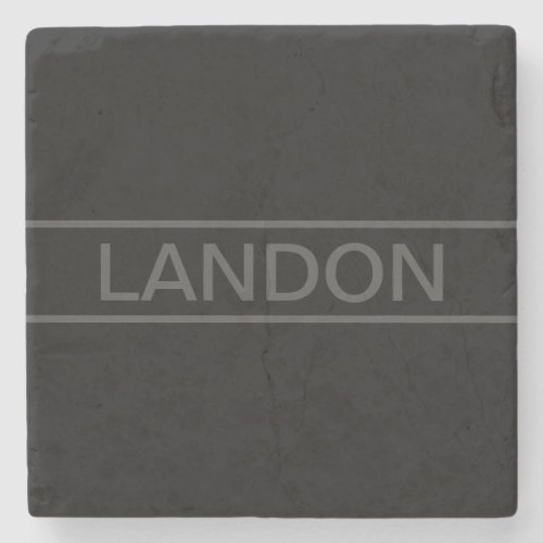 Customizable Text  Bold Modern Black  Dark Grey Stone Coaster