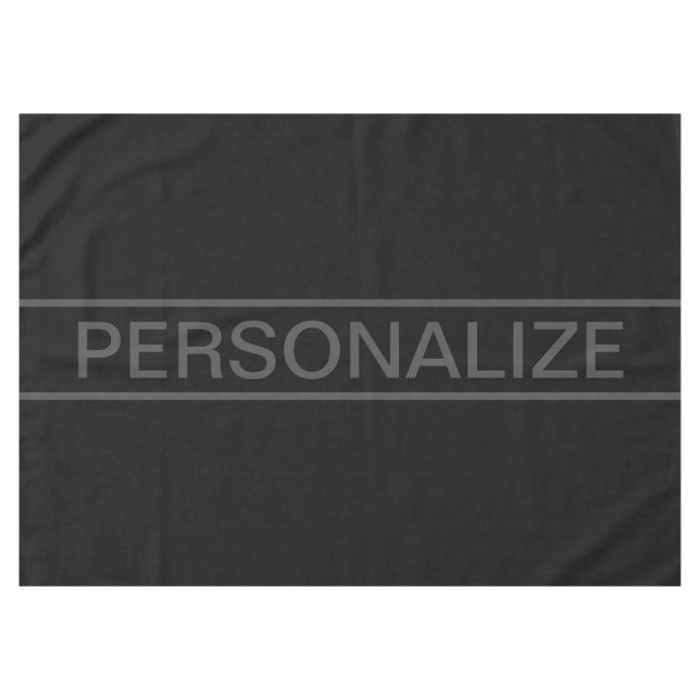 Customizable Text | Bold Modern Black & Dark Grey Tablecloth (Front (Horizontal))