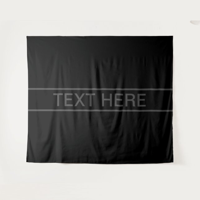 Customizable Text | Bold Modern Black & Dark Grey Tapestry (Front (Horizontal))