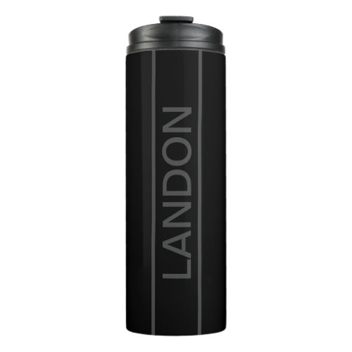 Customizable Text  Bold Modern Black  Dark Grey Thermal Tumbler