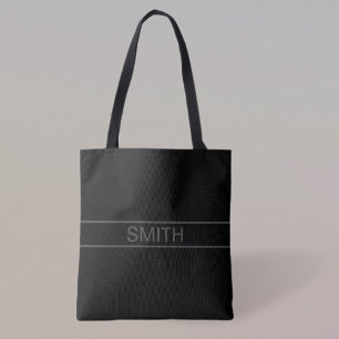 Customizable Text Bold Modern Black & Dark Grey Tote Bag