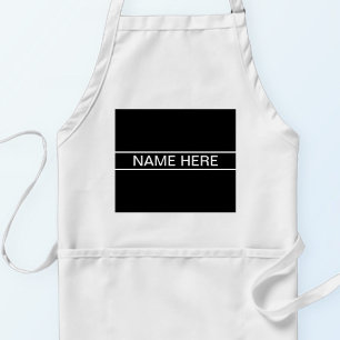 Customizable Text Bold Modern Black & White Adult Apron