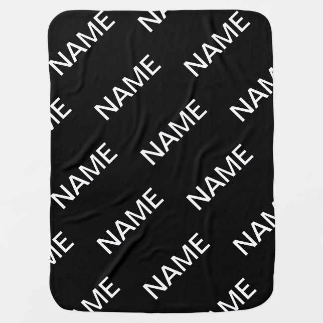 Customizable Text | Bold Modern Black & White Baby Blanket (Front)