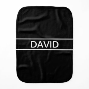 Customizable Text | Bold Modern Black & White Baby Burp Cloth
