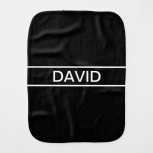 Customizable Text   Bold Modern Black & White Baby Burp Cloth