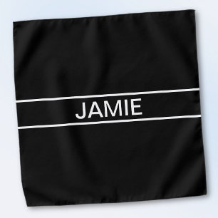 Customizable Text   Bold Modern Black & White Bandana