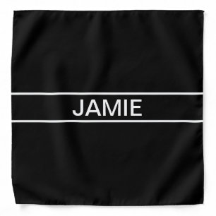 Customizable Text Bold Modern Black & White Bandana