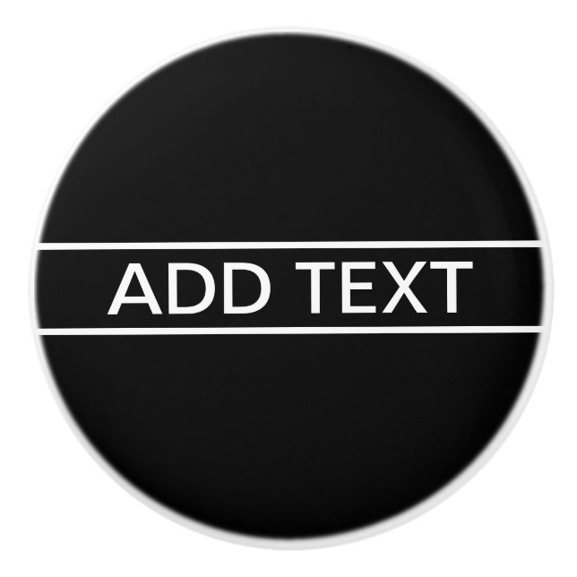 Customizable Text | Bold Modern Black & White Ceramic Knob (Front)