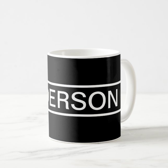 Customizable Text | Bold Modern Black & White Coffee Mug (Front Right)