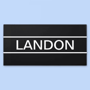 Customizable Text   Bold Modern Black & White Door Sign