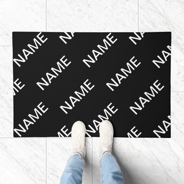 Customizable Text | Bold Modern Black & White Doormat (Indoor)