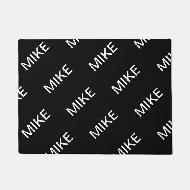 Customizable Text | Bold Modern Black & White Doormat (Front)
