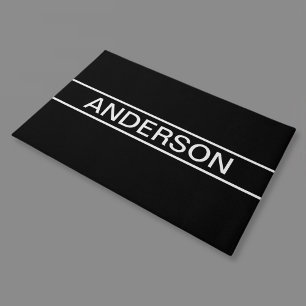 Customizable Text Bold Modern Black & White Doormat