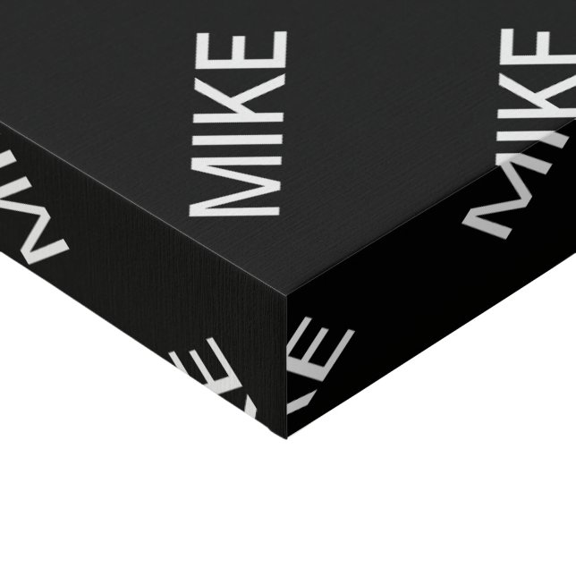 Customizable Text | Bold Modern Black & White Faux Canvas Print (Corner)
