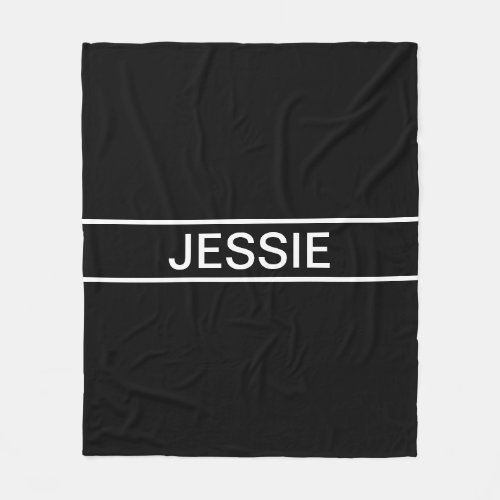 Customizable Text  Bold Modern Black  White Fleece Blanket