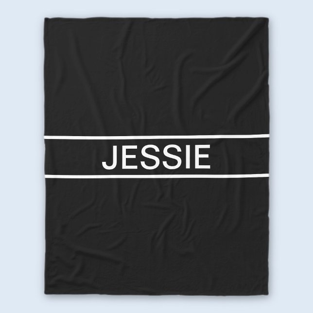 Customizable Text | Bold Modern Black & White Fleece Blanket (Creator Uploaded)