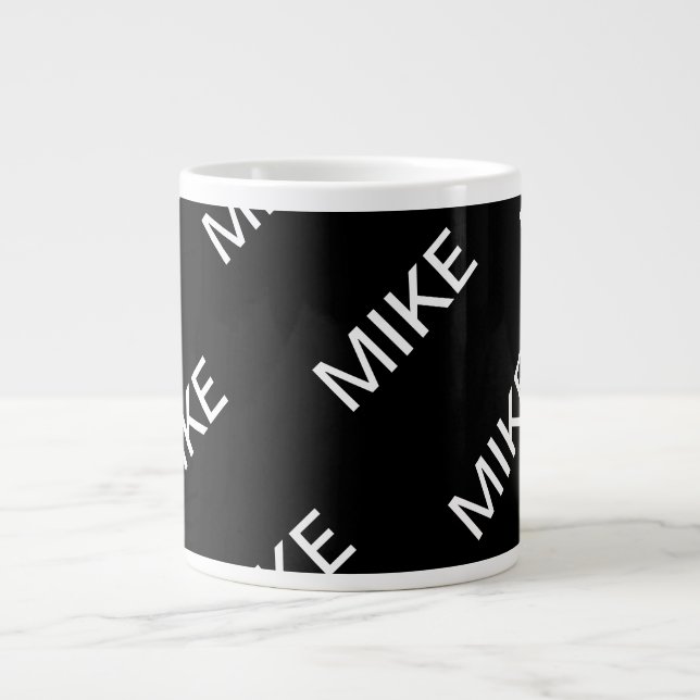 Customizable Text | Bold Modern Black & White Giant Coffee Mug (Front)