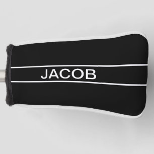 Customizable Text   Bold Modern Black & White Golf Head Cover