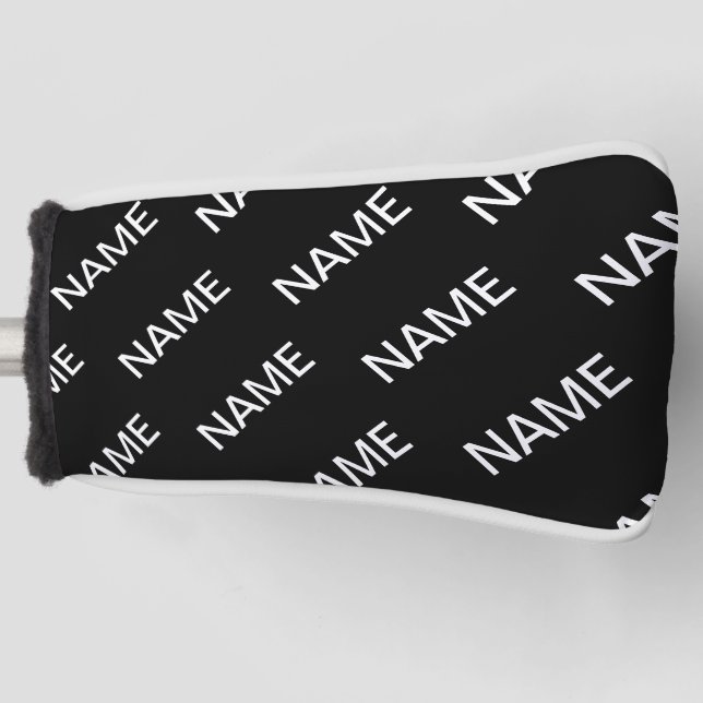 Customizable Text | Bold Modern Black & White Golf Head Cover (Front)