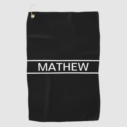 Customizable Text  Bold Modern Black  White Golf Towel